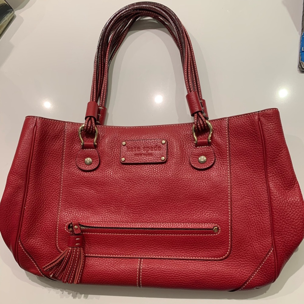 Kate Spade Red Leather Tassel Shoulder Bag